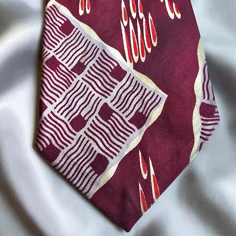 VTG 1940s Lazarus Rayon Satin Necktie Abstract Art Deco Atomic Swing Tie